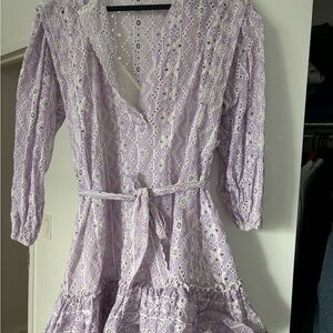 Maje Lavender Lace Long Sleeve Dress